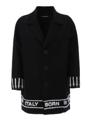 DSQUARED2: cappotti corti - Cappottino in misto lana con ricamo logo