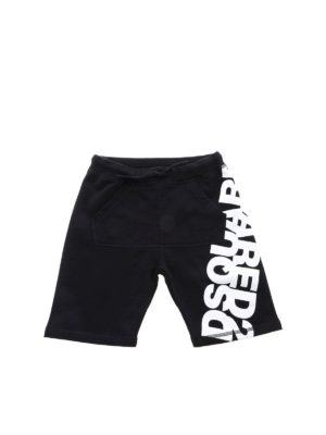DSQUARED2: shorts - Mirrored logo bermuda in black