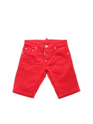 DSQUARED2: shorts - Rubber logo bermuda in red