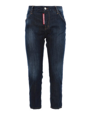 DSQUARED2: jeans skinny - Jeans crop in denim scuro