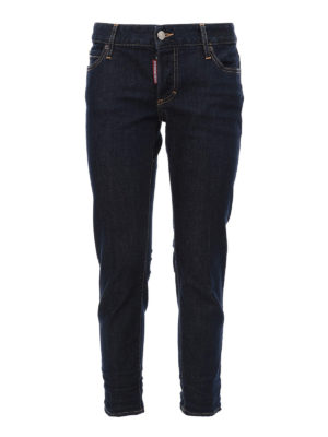 DSQUARED2: jeans skinny - Jeans crop con stampa Icon