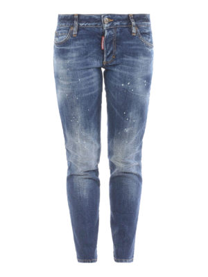DSQUARED2: straight leg jeans - Jennifer Cropped jeans with varnish spots