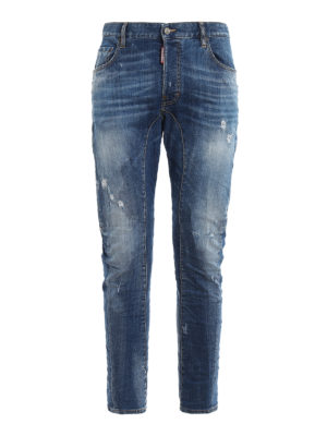 DSQUARED2: straight leg jeans - Tidy Biker distressed jeans