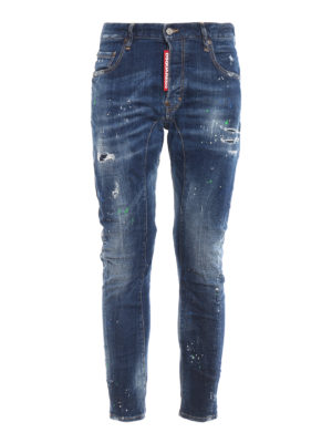 DSQUARED2: straight leg jeans - Tidy Biker jeans with multicolour spots