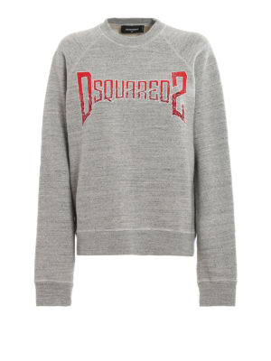 DSQUARED2: Felpe e maglie - Felpa in cotone grigio melange con logo