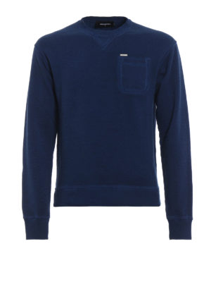 DSQUARED2: Felpe e maglie - Felpa in cotone blu tinto in capo