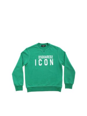 DSQUARED2: Sweatshirts & Sweaters - Green sweatshirt with white Icon print