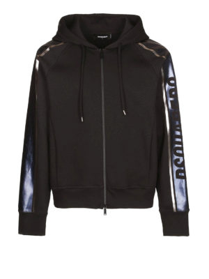 DSQUARED2: Felpe e maglie - Felpa con bande logo laminate e zip