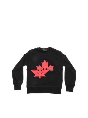 DSQUARED2: Sweatshirts & Sweaters - Maple Leaf sweatshirt in black and red