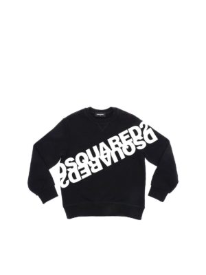 DSQUARED2: Sweatshirts & Sweaters - Mirrored Logo sweatshirt in black