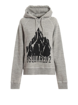 DSQUARED2: Felpe e maglie - Felpa over melange con stampa e cappuccio