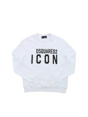 DSQUARED2: Sweatshirts & Sweaters - Sweatshirt in white with black logo print