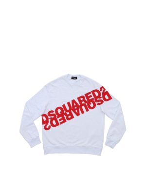 DSQUARED2: Sweatshirts & Sweaters - White Mirrored Logo sweatshirt