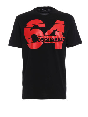 DSQUARED2: t-shirt - T-shirt nera con stampa 64