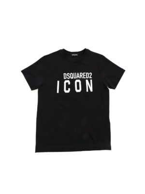 DSQUARED2: t-shirts - Black T-shirt with white Icon print