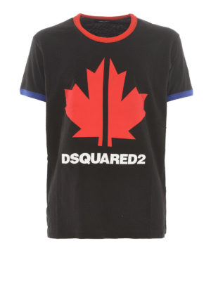 DSQUARED2: t-shirts - Canadian Leaf print jersey T-shirt