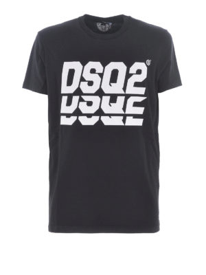 DSQUARED2: t-shirts - Contrasting logo cotton T-shirt