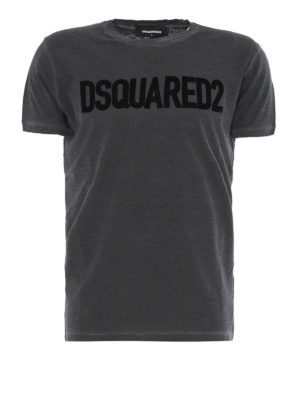 DSQUARED2: t-shirt - T-shirt in cotone con logo vellutato