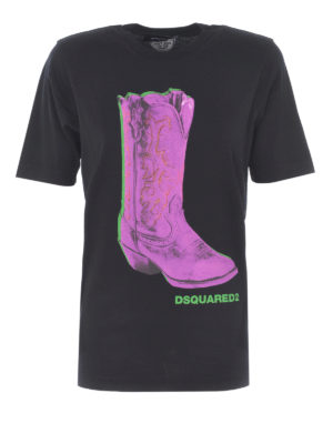 DSQUARED2: t-shirt - T-shirt con stampa stivale texano