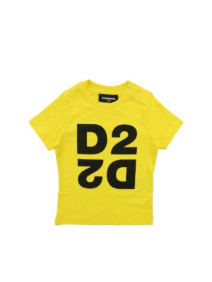 DSQUARED2: t-shirts - D2 print T-shirt in yellow