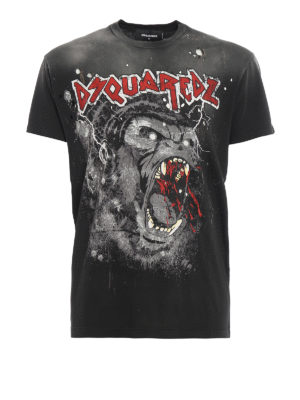 DSQUARED2: t-shirts - Distressed Rock print T-Shirt