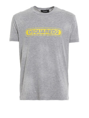 DSQUARED2: t-shirts - Drilled and spotted melange T-shirt