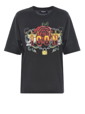 DSQUARED2: t-shirt - T-shirt con stampa Icon