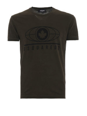 DSQUARED2: t-shirt - T-shirt in jersey verdone con stampa logo