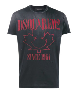 DSQUARED2: t-shirts - Logo print delavé T-shirt