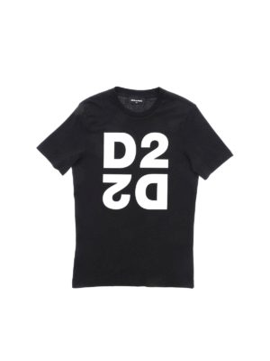DSQUARED2: t-shirts - Mirrored D2 T-shirt in black