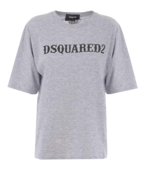 DSQUARED2: t-shirt - T-shirt melange con stampa logo old