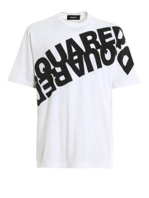 DSQUARED2: t-shirts - Oversized logo jersey cotton T-shirt