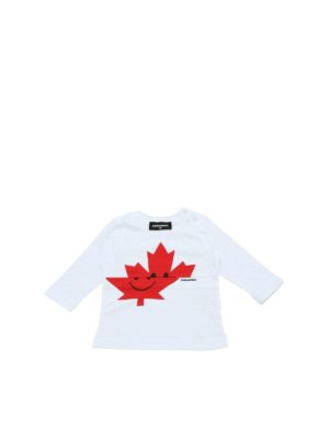DSQUARED2: t-shirts - Red logo print T-shirt in white