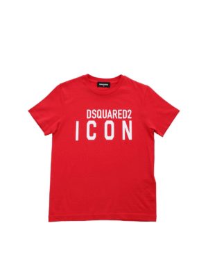 DSQUARED2: t-shirts - Red T-shirt with white Icon print