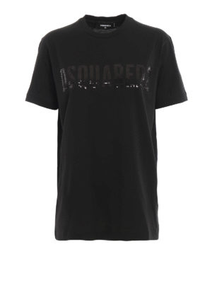 DSQUARED2: t-shirts - Sequined logo detailed T-shirt