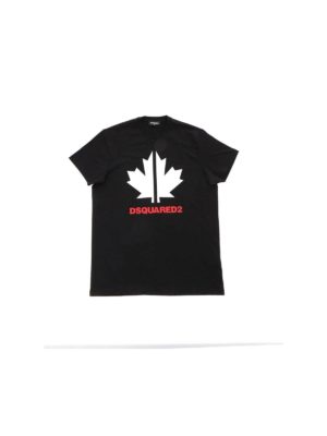 DSQUARED2: t-shirts - Sport Maple Leaf black t-shirt