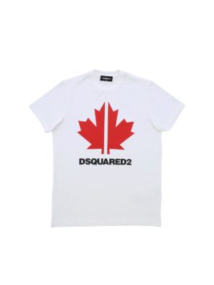 DSQUARED2: t-shirts - Sport Maple Leaf white t-shirt