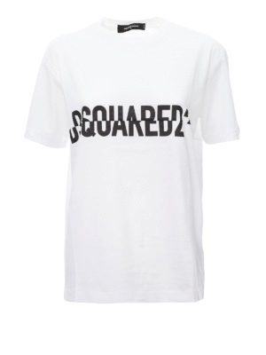 DSQUARED2: t-shirt - T-shirt con stampa logo sfalsato