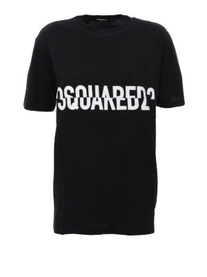 DSQUARED2: t-shirt - T-shirt con stampa logo sfalsato