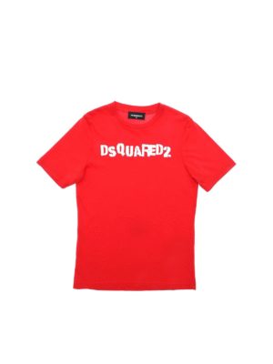 DSQUARED2: t-shirts - Stamped Dsquared2 T-shirt in red