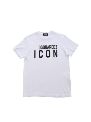 DSQUARED2: t-shirts - White T-shirt with black Icon print