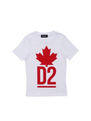 DSQUARED2: t-shirts - White T-shirt with red print