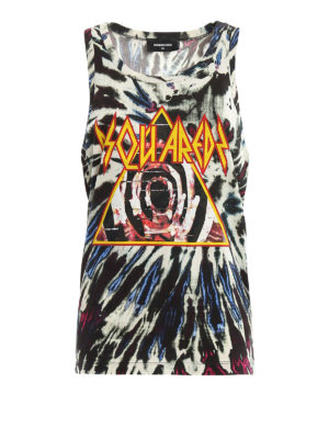 DSQUARED2: Tops & Tank tops - Logo print tie-dye effect tank top