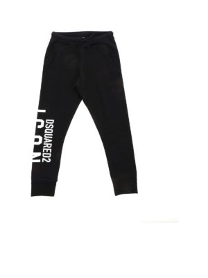 DSQUARED2: trousers - Black pants with white Icon print