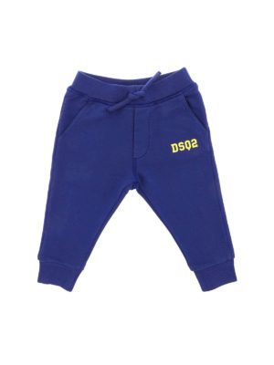 DSQUARED2: trousers - Blue pants with yellow logo