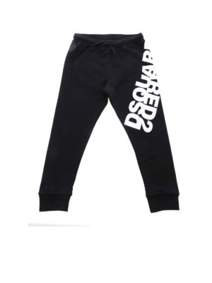 DSQUARED2: trousers - Mirrored logo pants in black