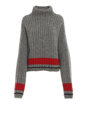DSQUARED2: Turtlenecks & Polo necks - Alpaca blend stripes detail oversized sweater