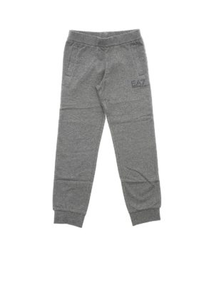 EA7 Emporio Armani: trousers - Grey fleece pants with logo print