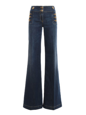 ELISABETTA FRANCHI: flared jeans - Flared jeans with gold-tone buttons