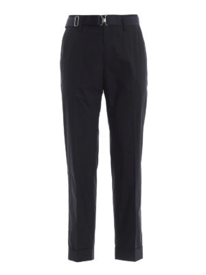 EMPORIO ARMANI: pantaloni casual - Pantaloni in popeline con cintura a nastro